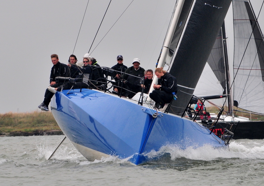 Town Cup-regulars Richard Matthews’ and team aboard the Carkeek CF520 52ft Oystercatcher XXXV – photo Alan Hana