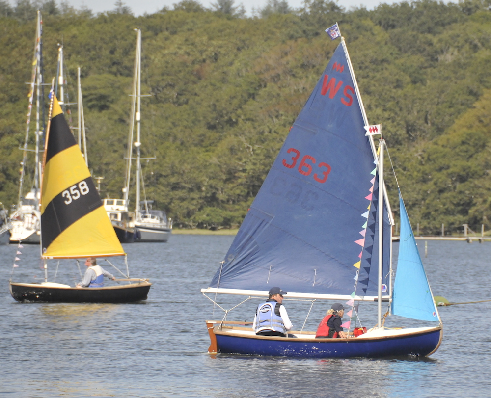 – A slight change of pace for Sir Ben Ainslie in a Scow on the Beaulieu River yesterday – photo Julio Graham