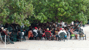 Crews relax on the beach in preparation for tomorrow 60-mile sprint round Barbados.