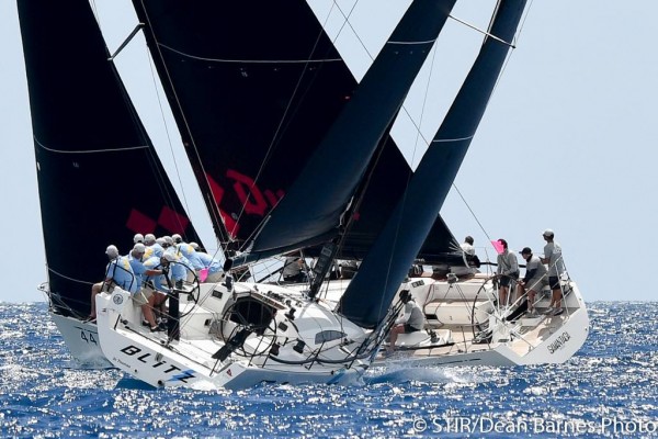 Perfect conditions for close racing in CSA Class 1 at St Thomas International Regatta – photo Dean Barnes/STIR