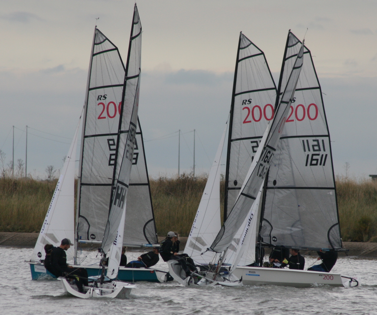 The moment Patience and Henderson took control of the race (blue hull) – photo Sue Pelling